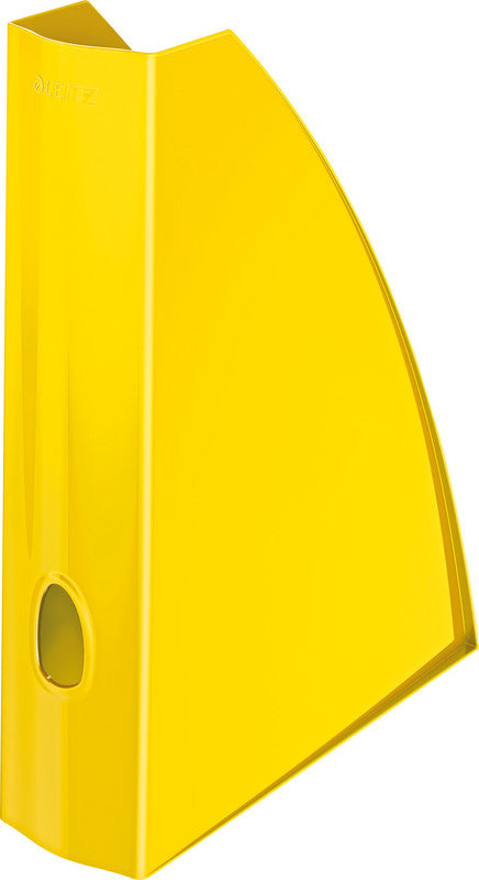 Leitz WOW Stehsammler – A4, 75 mm, Polystyrol, Gelb, Glänzend, mit Griffloch