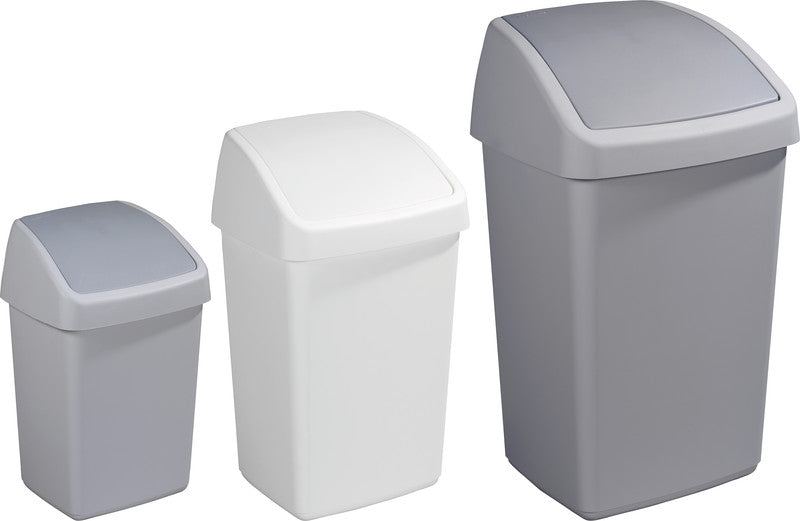 Zwingo Tisch-Abfallbehälter – 10 l – mit Deckel – Kunststoff, grau – B × H × T 250 × 355 × 220 mm