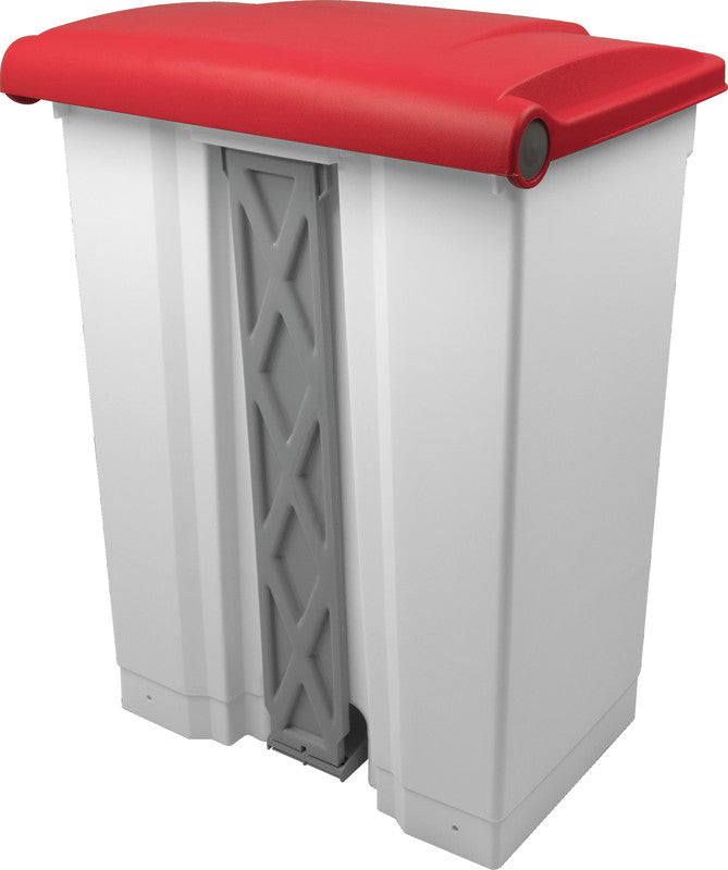 Helit Abfallcontainer – 70 l – mit Deckel – Kunststoff, weiss – B × H × T 500 × 680 × 410 mm