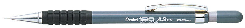 Pentel 120 A3 DX Druckbleistift – 0,5 mm, grau, starres 4 mm Führungsröhrchen