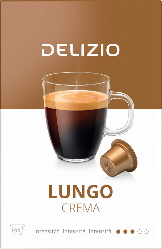 Delizio Kaffeekapseln Lungo Crema – für Delizio – Intensität 3/5 – 48 Kapseln