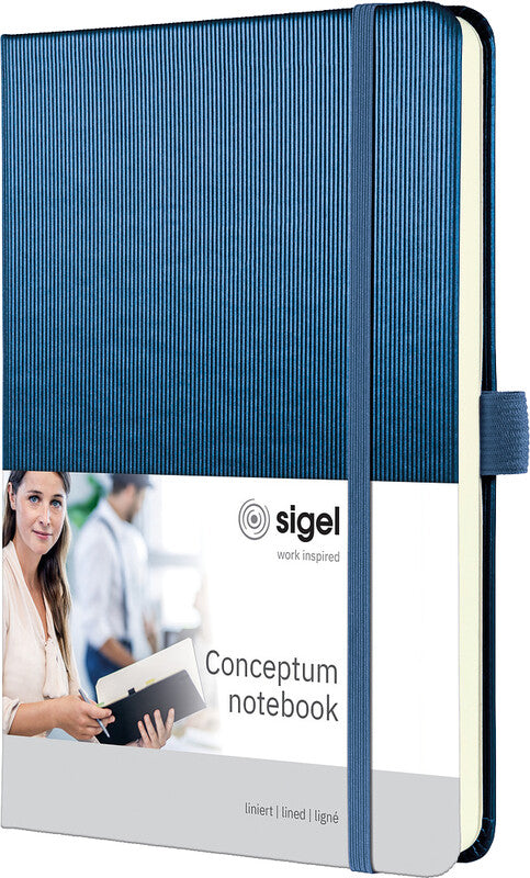 Sigel Notizbuch Conceptum Metallic Edition, A5, liniert, Fadenheftung, Hardcover, 194 Seiten – blau