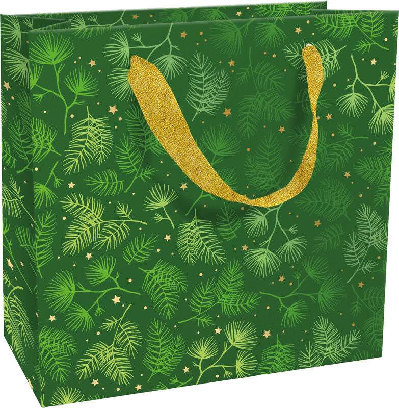 Braun + company Tragetasche – X-Mas Twigs – mit Heissfolienprägung, Satinband – 170 × 170 × 80 mm