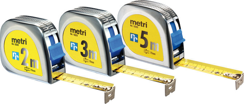 Rieffel Rollmeter, 19 × 5 000 mm, Kunststoff, Silber