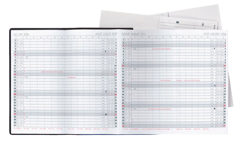 Biella Planer Berlin Agenda – 6 Monate/1 Seite, geheftet, 8,7 × 15,3 cm, 2026, schwarz, FSC