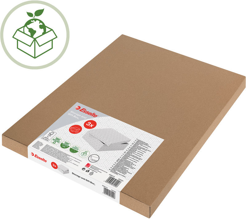 Esselte Archivschachtel A3 – Karton, weiss, mit Griffloch, 355 × 305 × 510 mm, 3er Pack