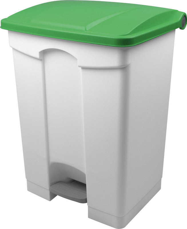 Helit Abfallcontainer – 70 l – mit Deckel – Kunststoff, weiss – B × H × T 500 × 680 × 410 mm