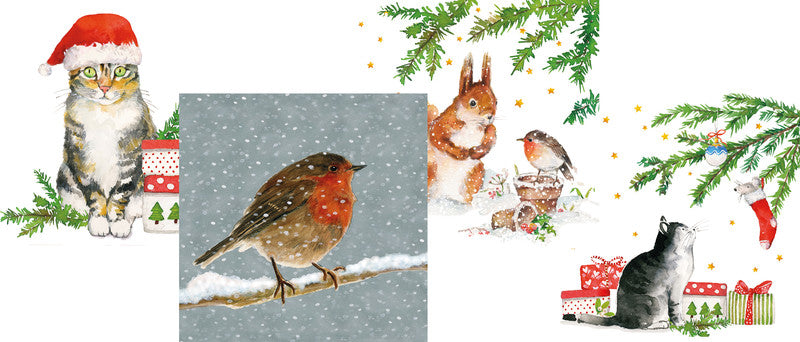 Ppd Servietten Christmas Cat – 33 × 33 cm – 3-lagig, Tissue – 20 Stk., FSC