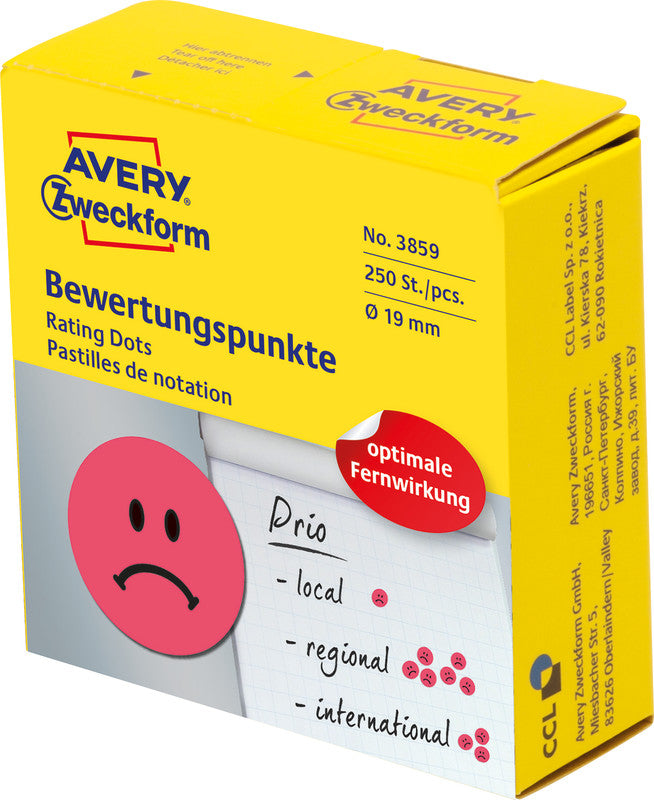 Avery Schmucketiketten – Motiv Gesicht negativ – Papier, Ø 19 mm, 250 Stk