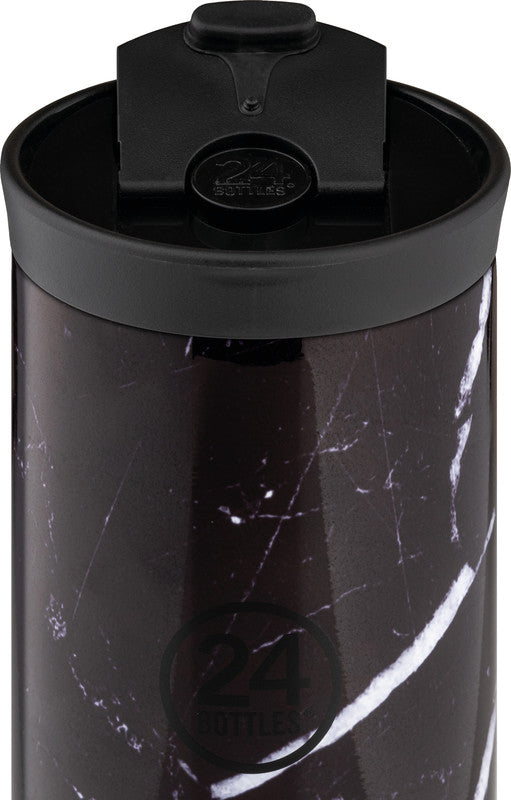 24Bottles Thermobecher – 3,5 dl – Edelstahl, isoliert, Sip&Go-Deckel – Schwarz Marmor