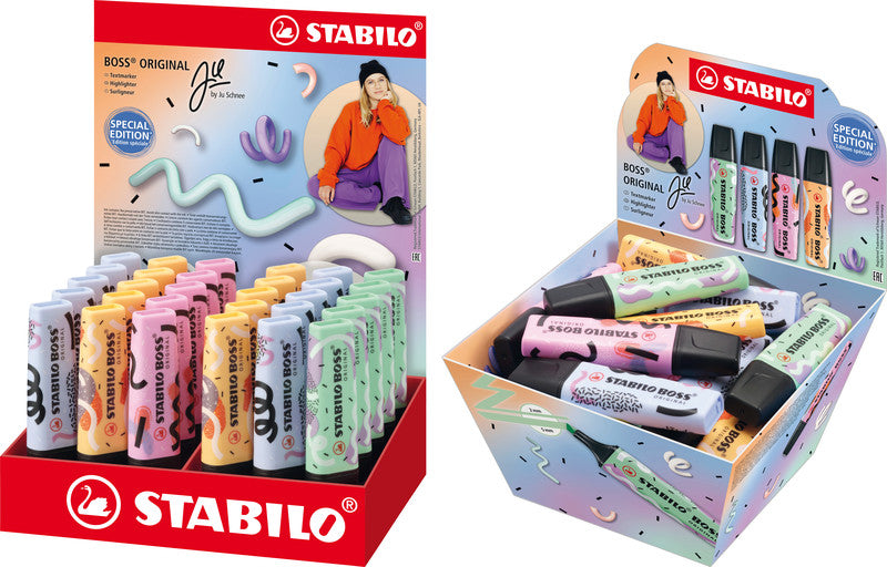 STABILO BOSS Original Textmarker Set 4 Pastellfarben – Keilspitze, 2–5 mm