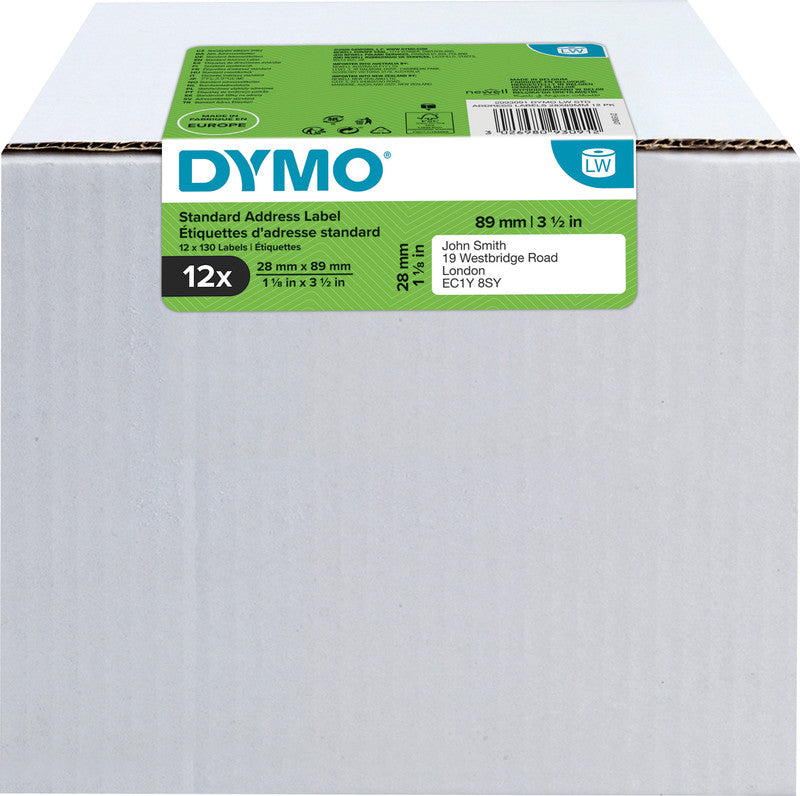 DYMO Adress-Etiketten, 89 mm × 28 mm, weiss, permanent, für LabelWriter 310, 320, Turbo 330 und andere