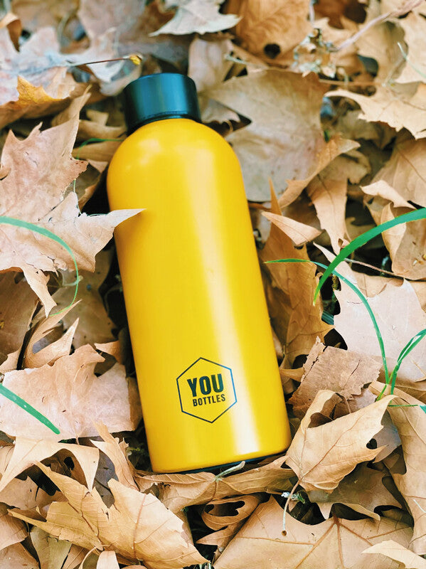 Youbottles Trinkflasche Dual – 5 dl – Edelstahl, isoliert, Schraubverschluss – Monochrome Gelb