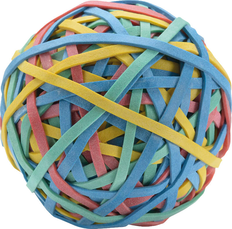 Q-Connect Gummiband-Ball – Ø 70 mm, farbig sortiert, 70 g