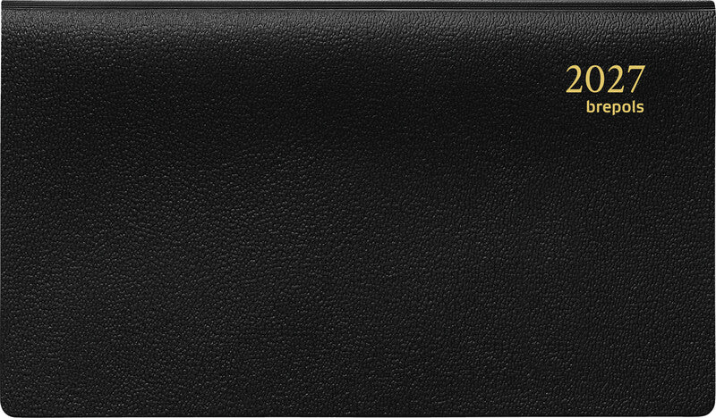Brepols Omniplan 738 Agenda – 1 Woche/2 Seiten, Spiralbindung, 16 × 9 cm, Jan–Dez, 2027, Schwarz, FSC