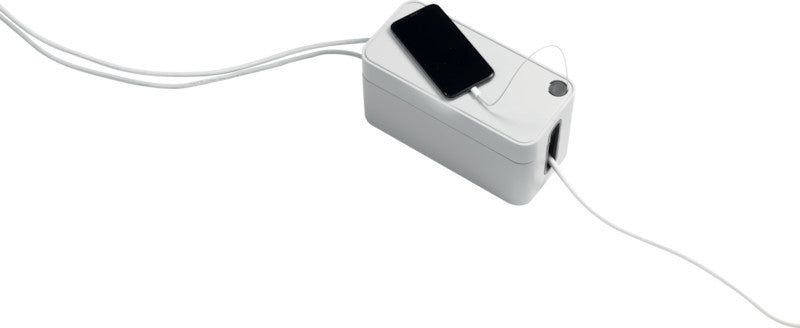 Durable Kabelbox Box S – 246 × 128 mm, Kunststoff, Grau, rutschfeste Gummifüsse, für 3fach-Steckdosenleiste