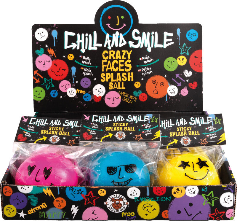 Trendhaus Chill and Smile Stressball Crazy Faces – Ø 5,5 cm, mit Wasser gefüllt