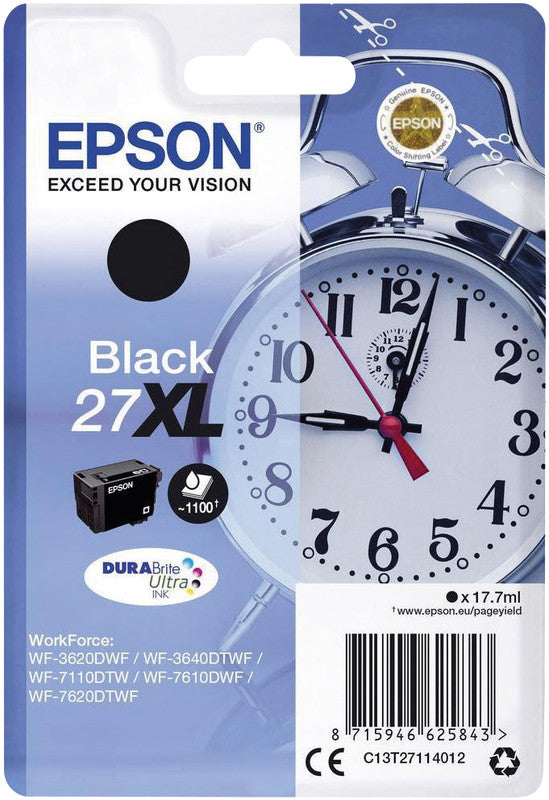 Epson Tintenpatrone 27XL, Schwarz, 1'100 Seiten – für Inkjetdrucker/Multifunktionsgeräte