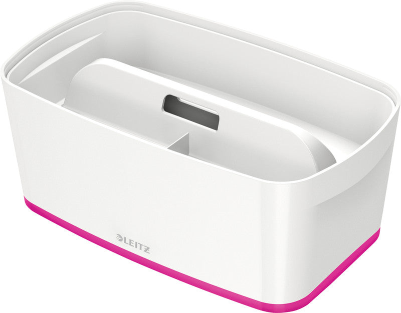 Leitz Aufbewahrungsbox MyBox – ABS-Kunststoff, weiss/pink, 31,8 × 12,8 × 19,1 cm