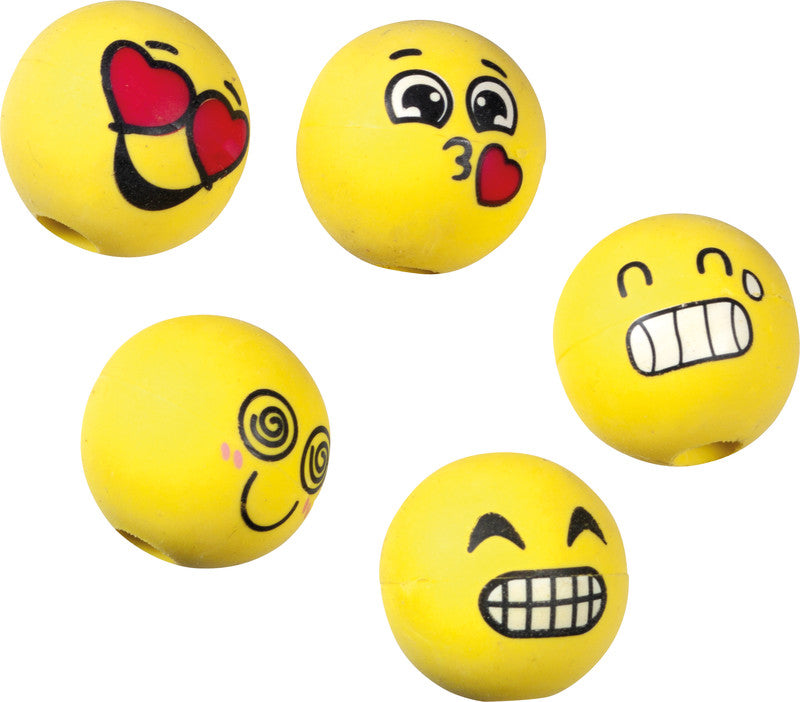 Linex Radierer Emoji – für Bleistifte und Farbstifte – gelb – 5er-Pack