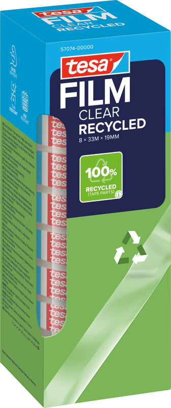 TESA Klebeband eco & clear – permanent, Kunststoff, 19 mm × 33 m, Kern Ø 26 mm, 8 Rollen