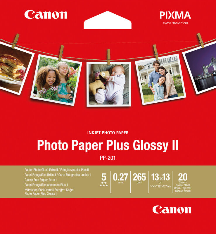 Canon Fotopapier – hochglänzend, 130 × 130 mm, 265 g/m², 20 Blätter, einseitig – für Inkjetdrucker