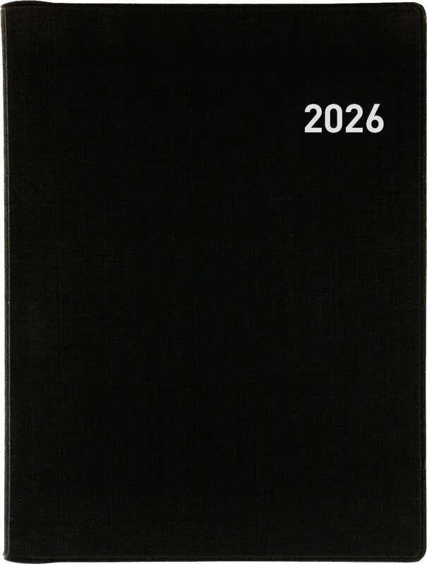 Biella Technikus 4 Agenda – 1 Tag pro Seite, Spiralbindung, 10,1 × 14,2 cm, 2026, 1-h-Takt, Schwarz, FSC