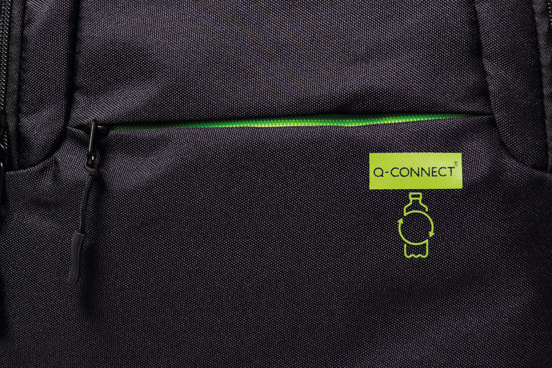 Q-Connect Notebook-Rucksack – für Notebooks bis 15,6", Aufsteckfunktion, recyceltes PET (rPET), schwarz