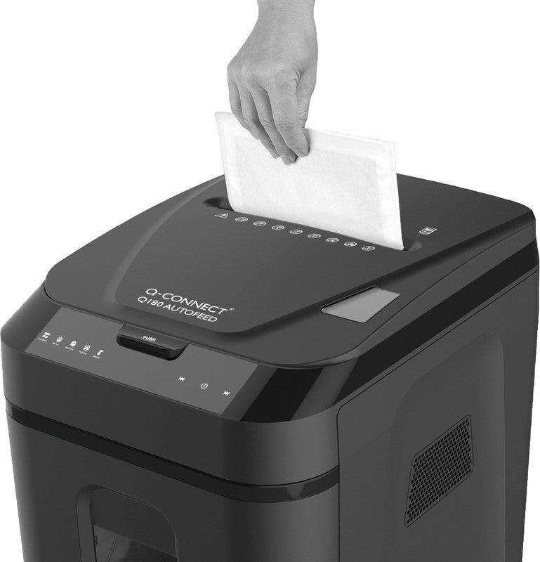 Q-Connect Q180 – Aktenvernichter, DIN P-4, Mikroschnitt 4 × 12 mm, 10 Blatt, 32,2 l, A4