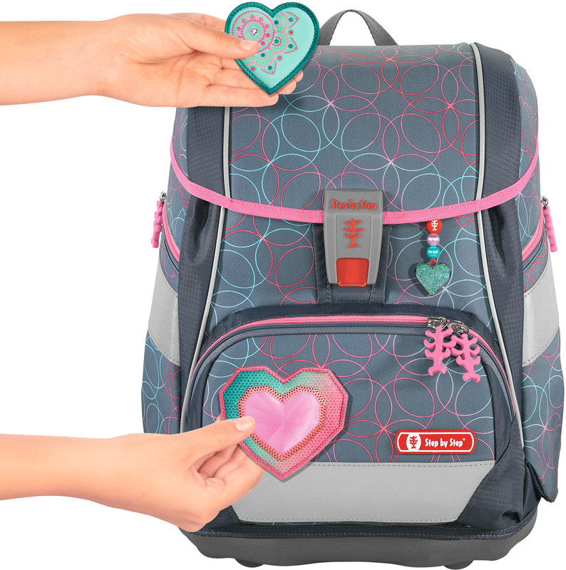 Step by Step Schulrucksack-Set 2in1 Plus – 6-teilig – Glitter Heart Hazle