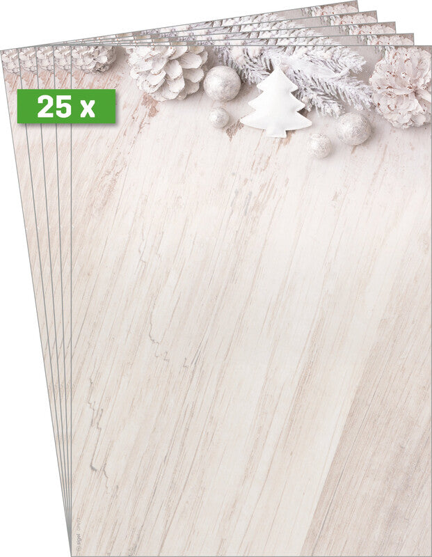 Sigel Motivpapier – A4, 90 g/m², mehrfarbig, Motiv: Rustic White – für Inkjet/Laser/Kopierer – FSC – 25 Blatt