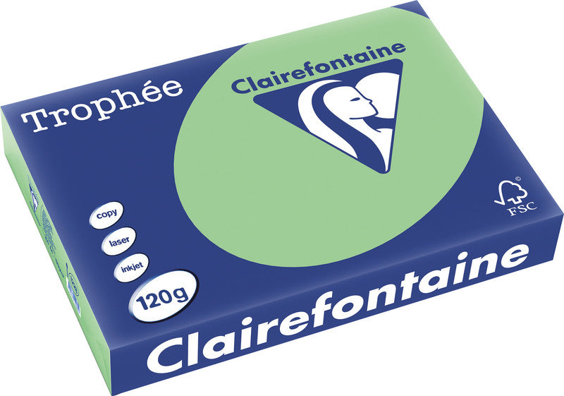 Clairefontaine Kopierpapier – A4, 120 g/m², naturgrün – für Inkjet/Laser/Kopierer – FSC – 250 Blatt