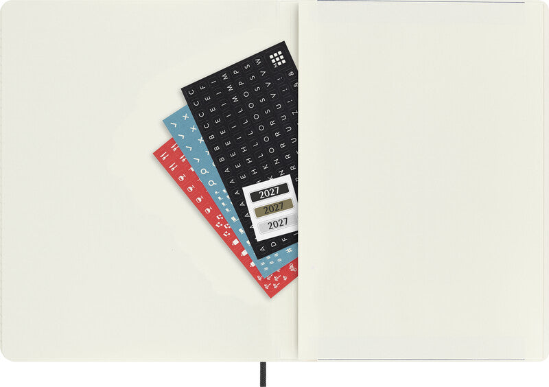 Moleskine Agenda – 1 Woche/1 Seite, gebunden, 19 × 25 cm, 2027, mehrsprachig, schwarz, FSC