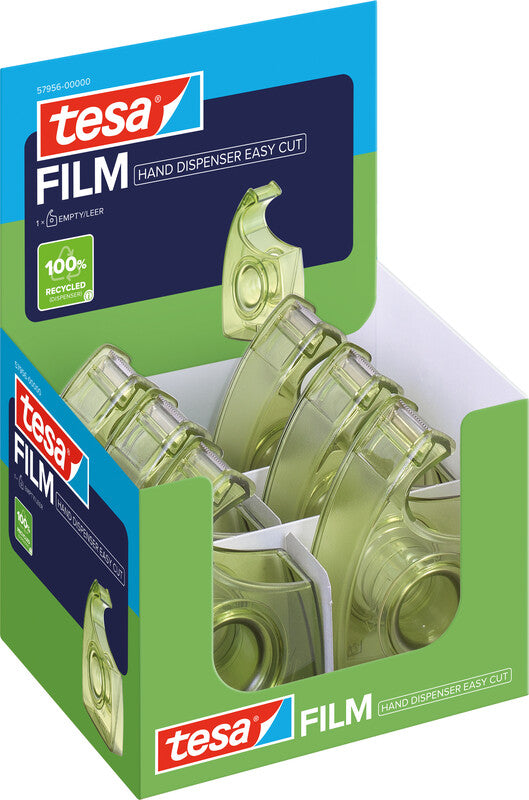 tesa Handabroller Easy Cut ecoLogo – für Rollenbreite bis 19 mm, für Bandlänge bis 33 m, Metallmesser
