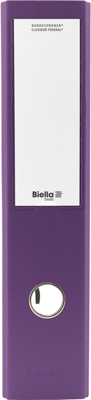 Biella Ordner – A4 hoch – 2-Ring Hebelmechanik, Rücken 70 mm – violett, Karton, mit Niederhalter, FSC