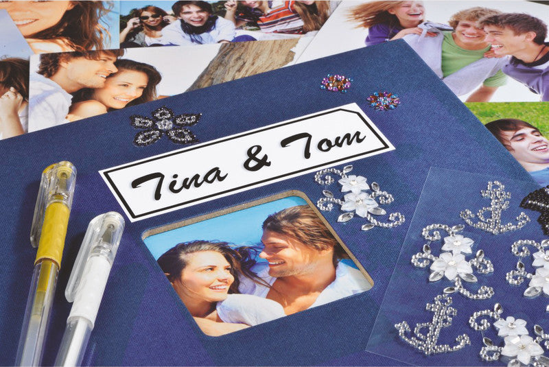 Hama Fotoalbum Wiro Fine Art – blau, mit Pergaminzwischenblättern, Papier, 240 × 170 mm