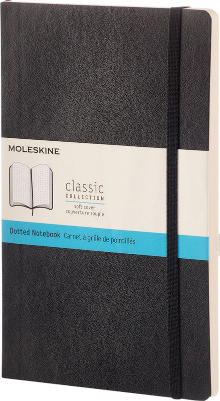 Moleskine Notizbuch, 130 × 210 mm, punktkariert, Leimbindung, Softcover, 192 Seiten, 70 g/m² – schwarz