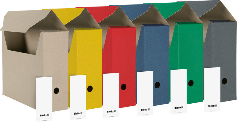 Biella Archivschachtel A4 – mit Einsteckdeckel, mit Griffloch, 330 × 270 × 100 mm, Dunkelgrau, Karton, 10er Pack