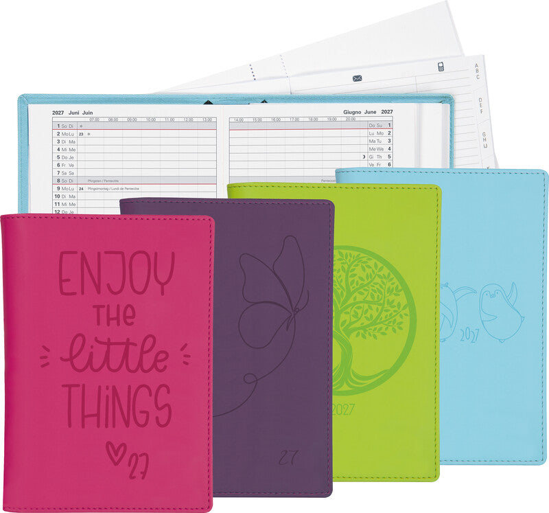 Biella Istanbul Agenda – 1 Monat/2 Seiten, geheftet, 10,6 × 15,3 cm, 15 Monate Okt–Dez, 2026, Pink, FSC
