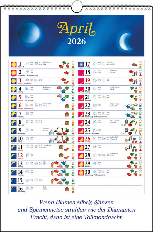 Heyne ludwig Bildkalender Mond 2027 – 33 × 48,5 cm – d – mit Tagesfeldern, mit Aufhänger