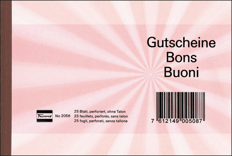 Favorit Formularblock – Geschenk-Gutscheine, mehrsprachig, 25 Blatt, A6