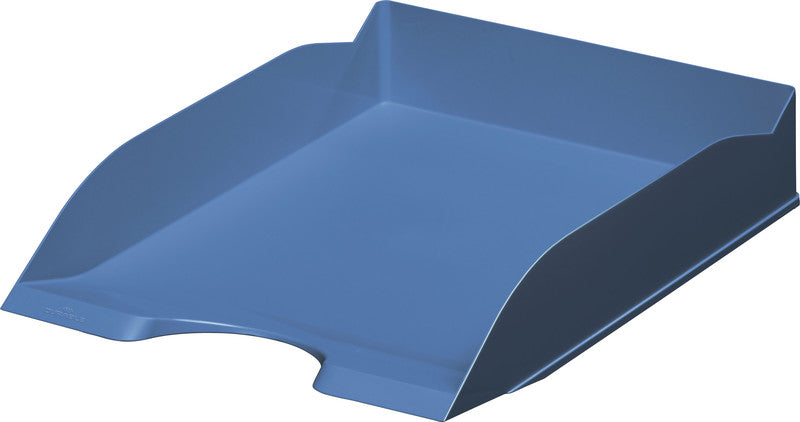 Durable Briefkorb – Kunststoff, für A4, C4, stapelbar, mit Griffausschnitt, matt, blau, B 253 × H 63 × T 337 mm