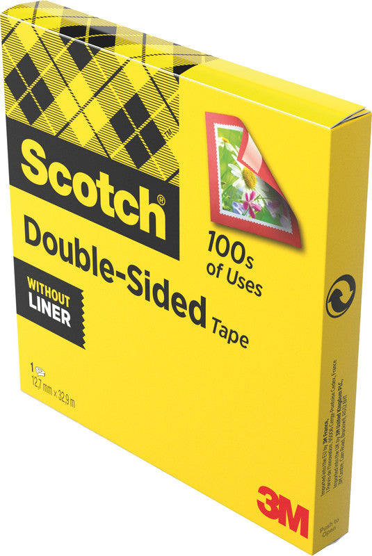 Scotch Doppelseitiges Klebeband 665 – permanent, Zelluloseacetat, 12 mm × 33 m, transparent, Kern Ø 75 mm