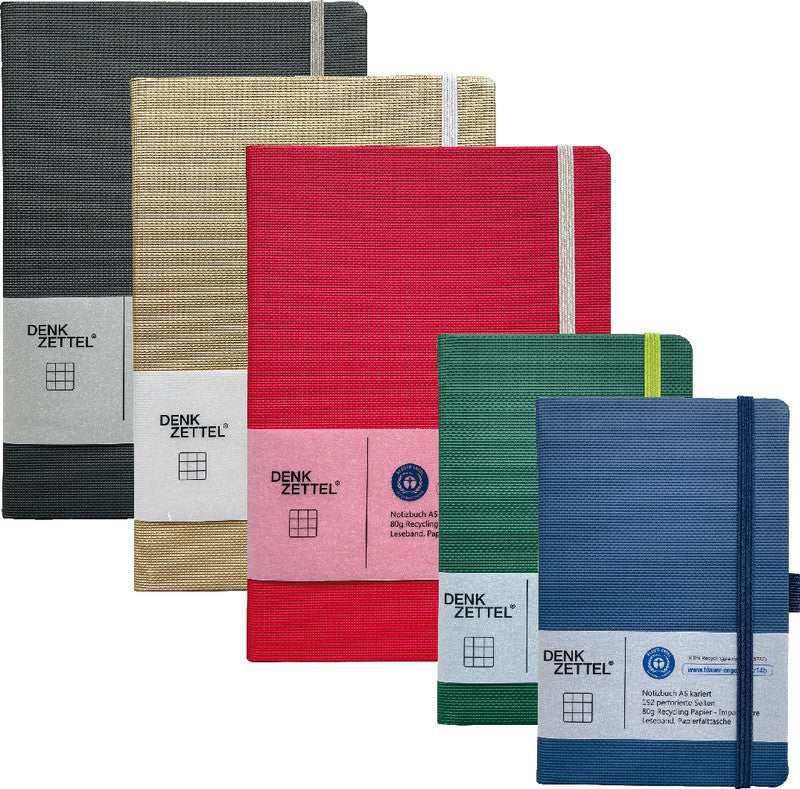 Denkzettel Notizbuch, A5, kariert, gebunden, Hardcover, 192 Seiten, perforiert, 80 g/m² – gold