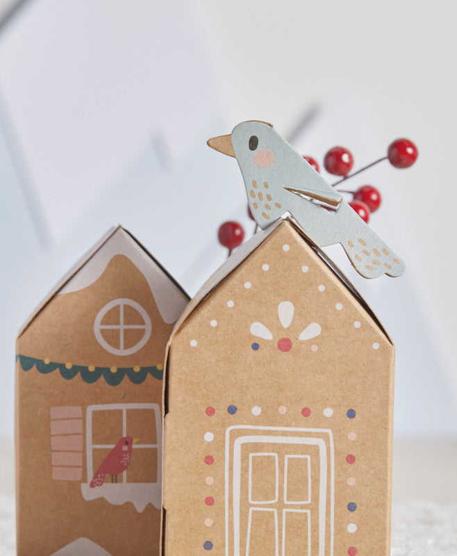 Folia Adventskalender-Set Dorf im Schnee – 8 Kartonhäuser, 40 Hangtags – 250 × 350 × 10 mm