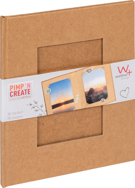 Walther Fotoalbum Pimp 'N Create – für 80 × 120 mm, kraft, mit Bildausschnitt, Karton, 165 × 200 mm