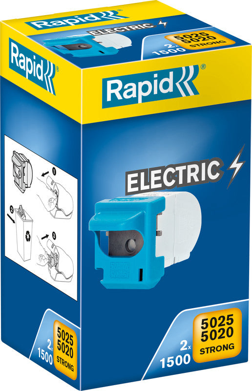 Rapid Heftklammernkassette – für Rapid 5020e, 5025e – 6 mm, 25 Blatt – silber, Metall – 2×1500 Stk.