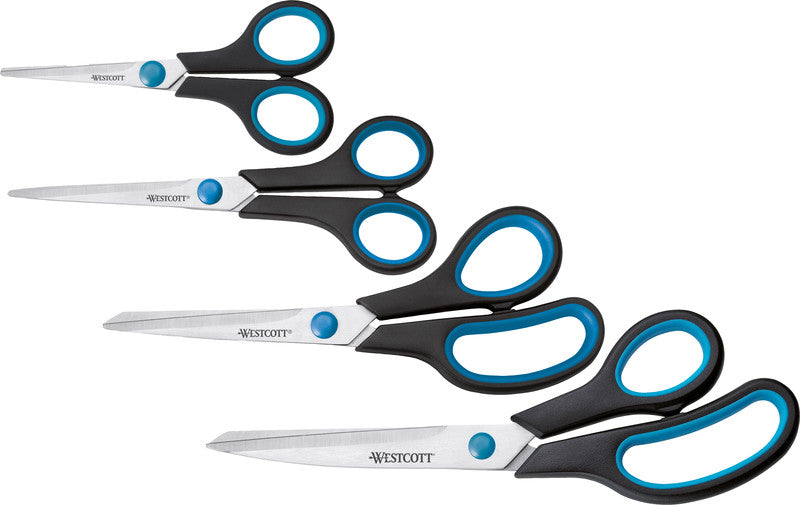 Westcott Universalschere – 17,5 cm, Stahl, für Rechtshänder, spitz, Softgrip, Kunststoff, schwarz