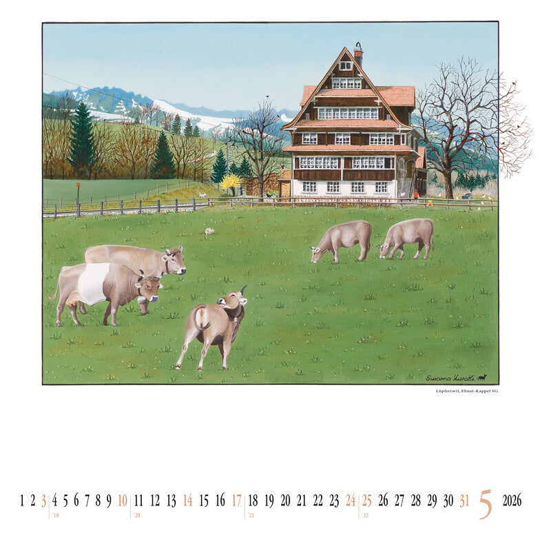 Kuratli Kunstkalender Bauernhäuser 2026 – 42 × 42 cm