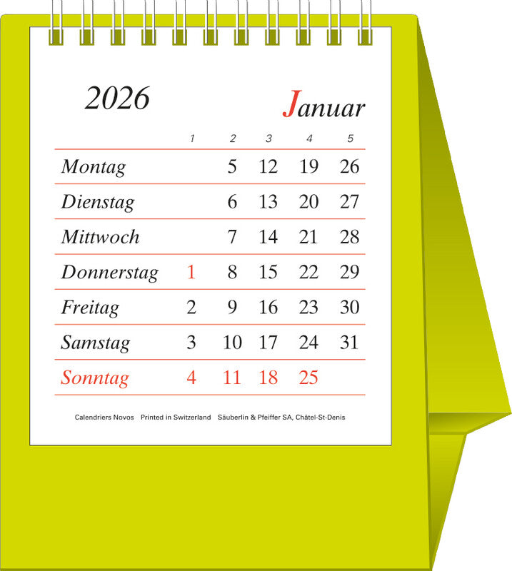 Novos Kalender-Einlage – 1 Monat/1 Seite, 12 × 14 cm, 2026